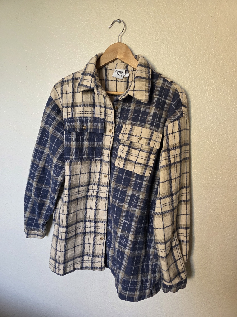 Princess Polly Unity Check Shirt, Tan/Blue
